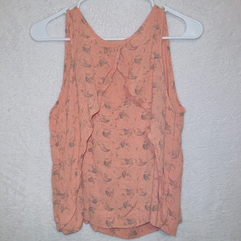 Free People Orange Crinkle Look Through Tank Top size small